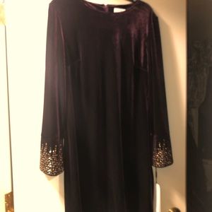 Calvin Klein Velvet embellished sleeve dress